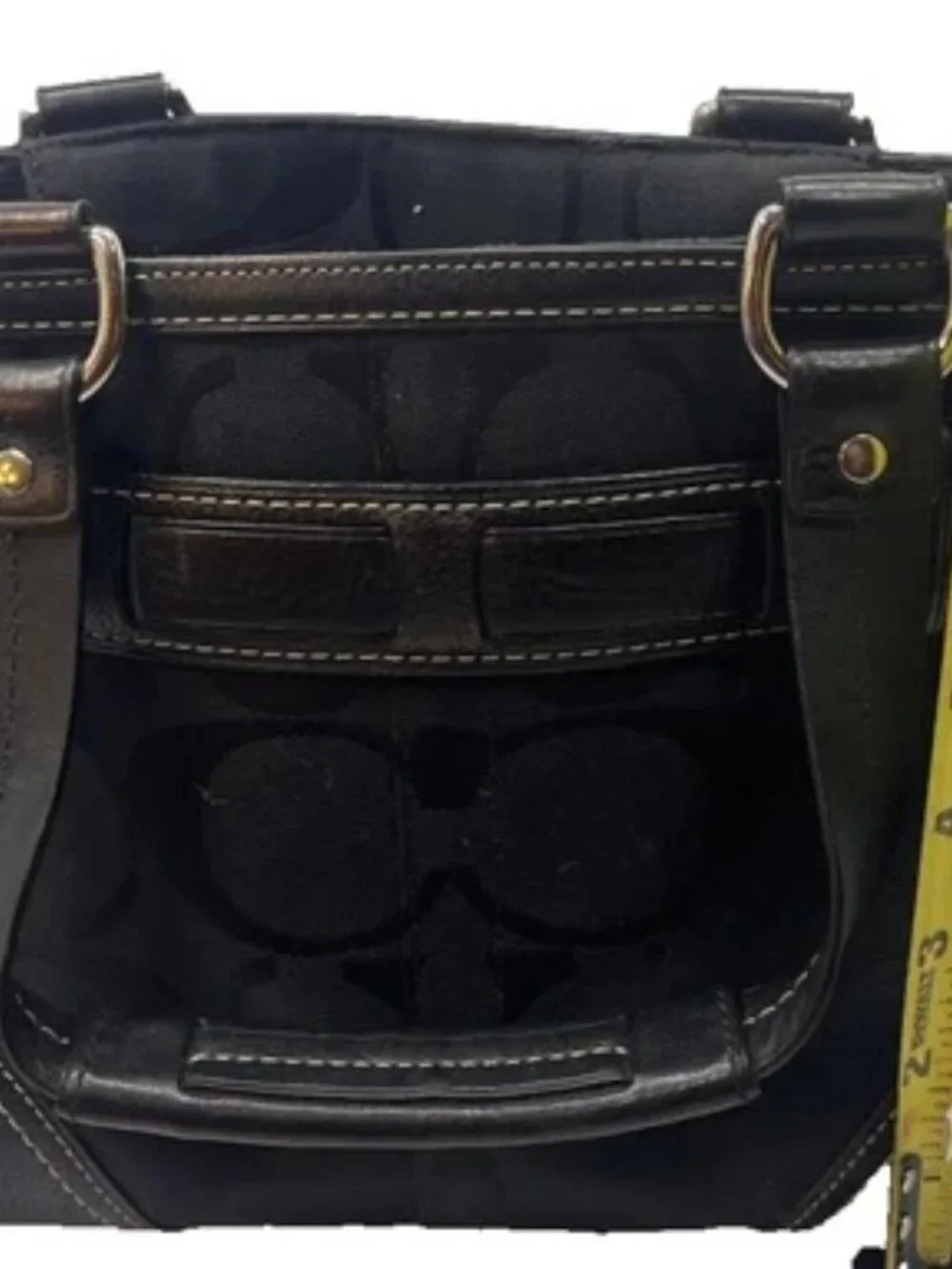 Authentic Coach Soho Signature Stripe Buckle Tote Snakeskin Accent– Style 10262
